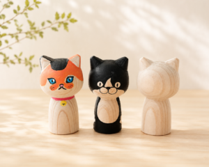 ねこけしの絵付け