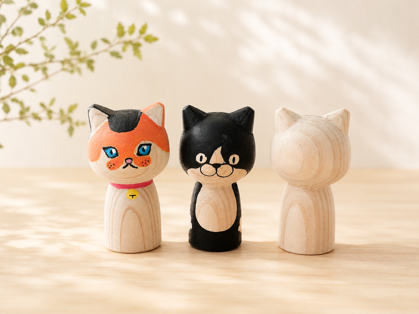 ねこけしの絵付け